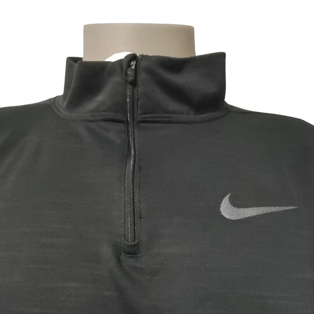 Nike Pullover Mens M Black‎ Dri-FIT Quarter Zip Long Sleeve Training Top Heather
